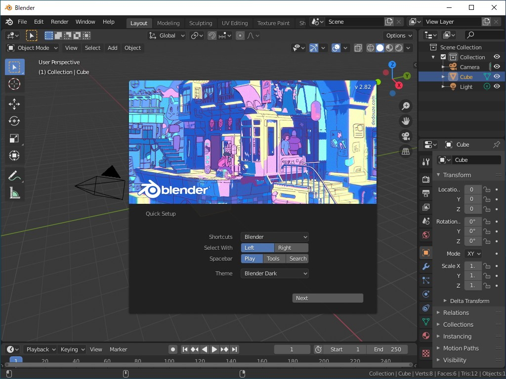 「Blender」v2.82