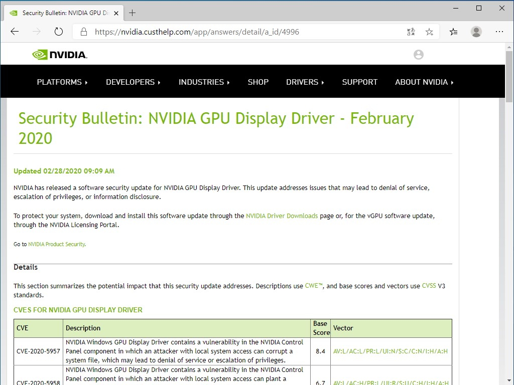 同社が公開したセキュリティ情報