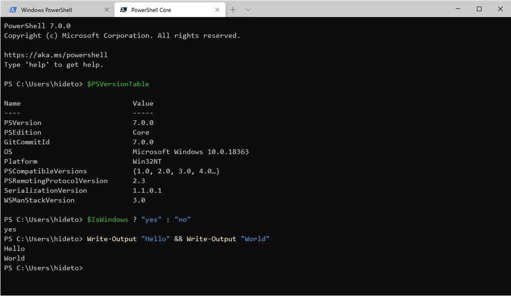 新しい演算子がサポートされた「PowerShell 7」