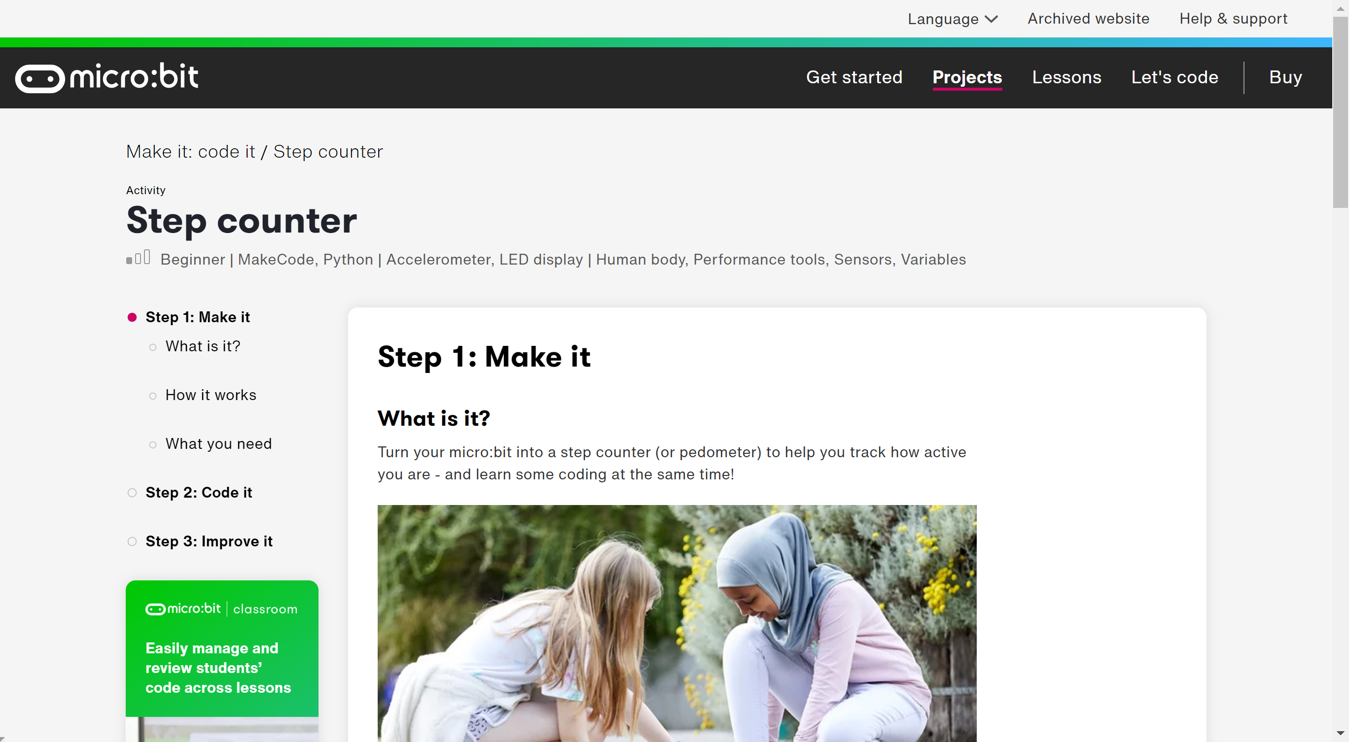 “Step counter（歩数計）”の作例ページ