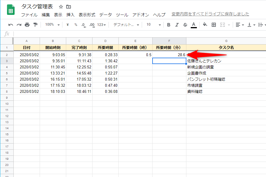 「分」単位に換算できた