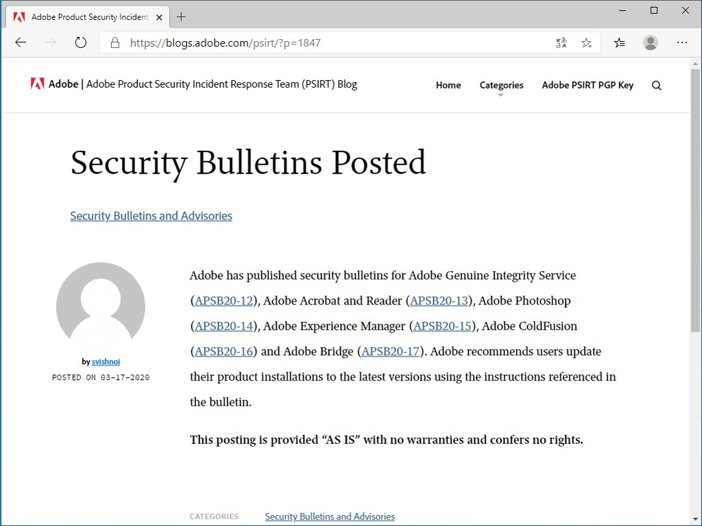 Adobe、セキュリティ情報を発表