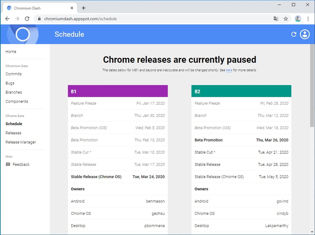Google、「Google Chrome」および「Chrome OS」のリリースを一時停止
