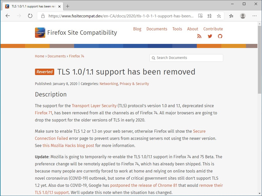 公式サイト“Firefox Site Compatibility”
