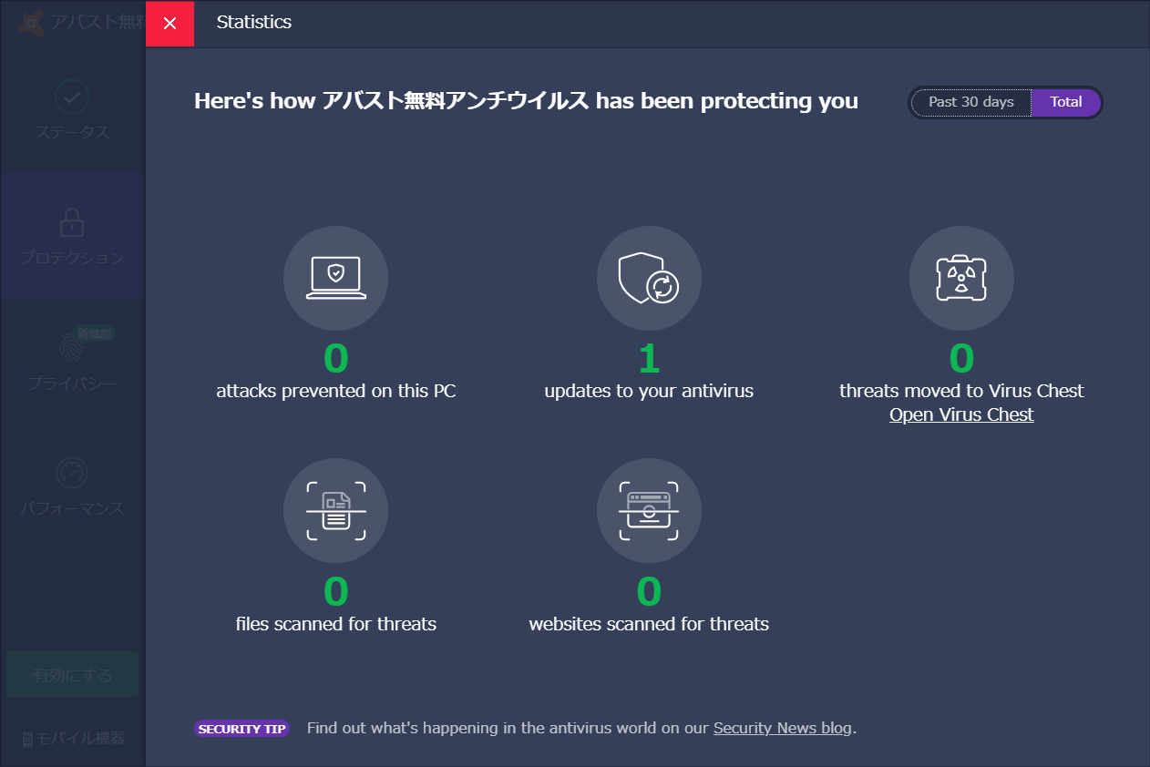 ［statistics］画面