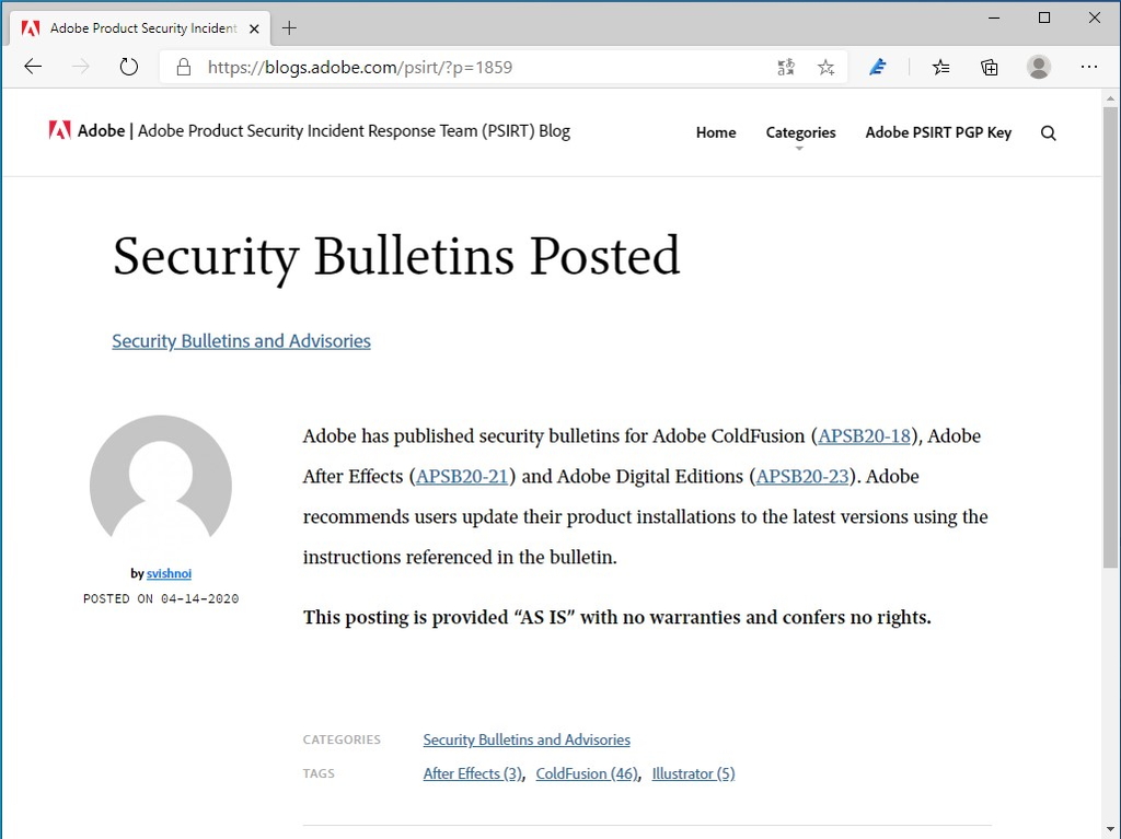 Adobe、セキュリティ情報を発表