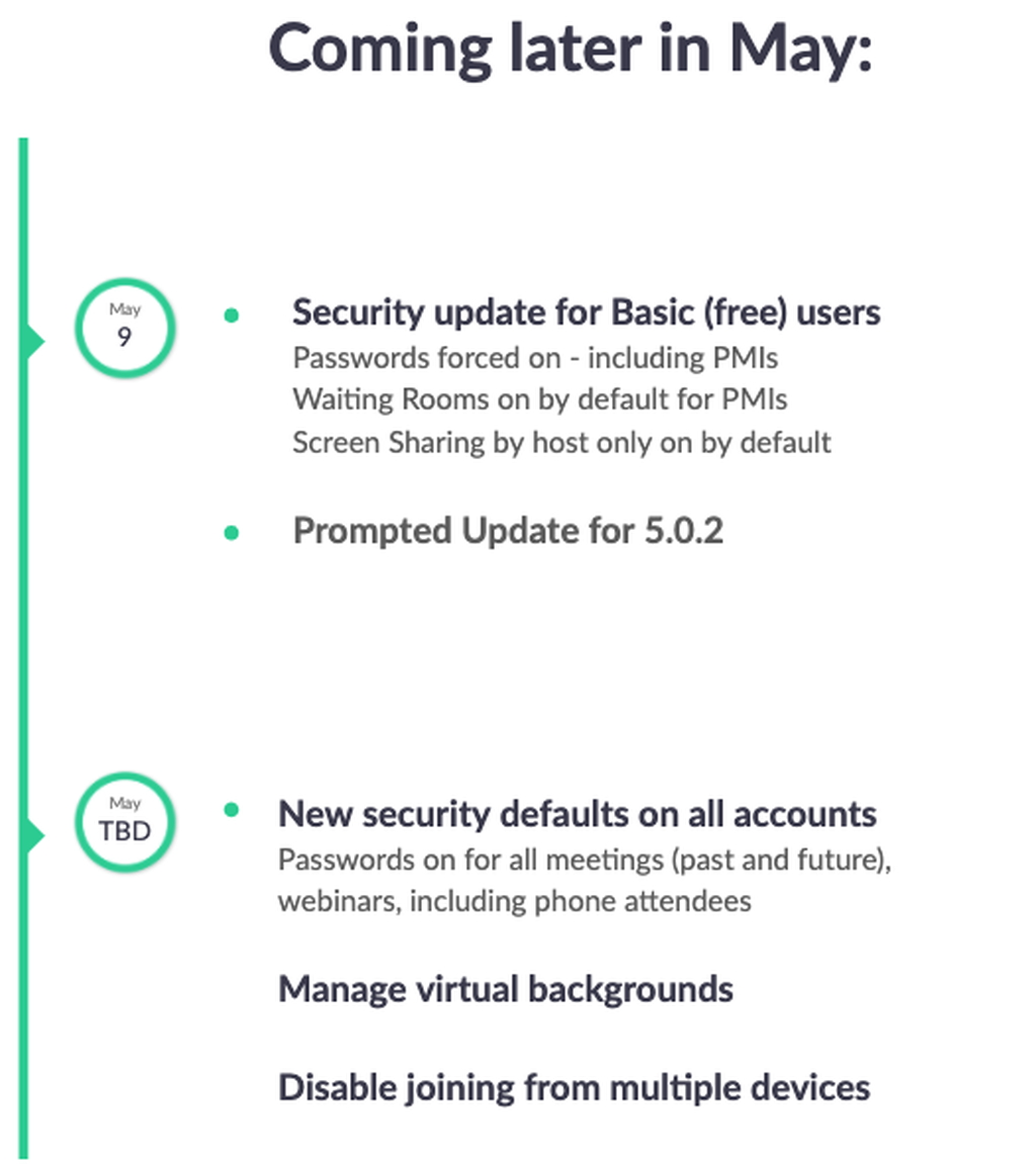 今後予定されている「Zoom」のセキュリティアップデート