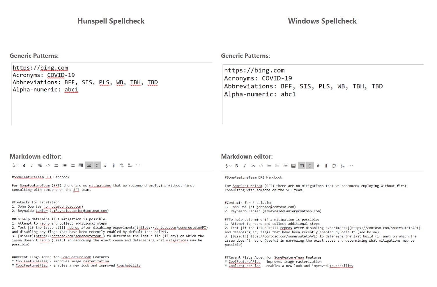 「Windows Spellcheck」により改善されたスペルチェック