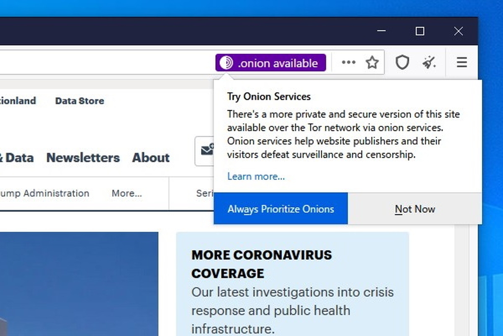“Onion services”が利用できることを示すラベル