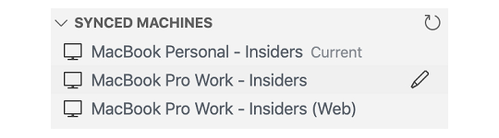設定の同期機能のための専用ビュー“Synced Machines”