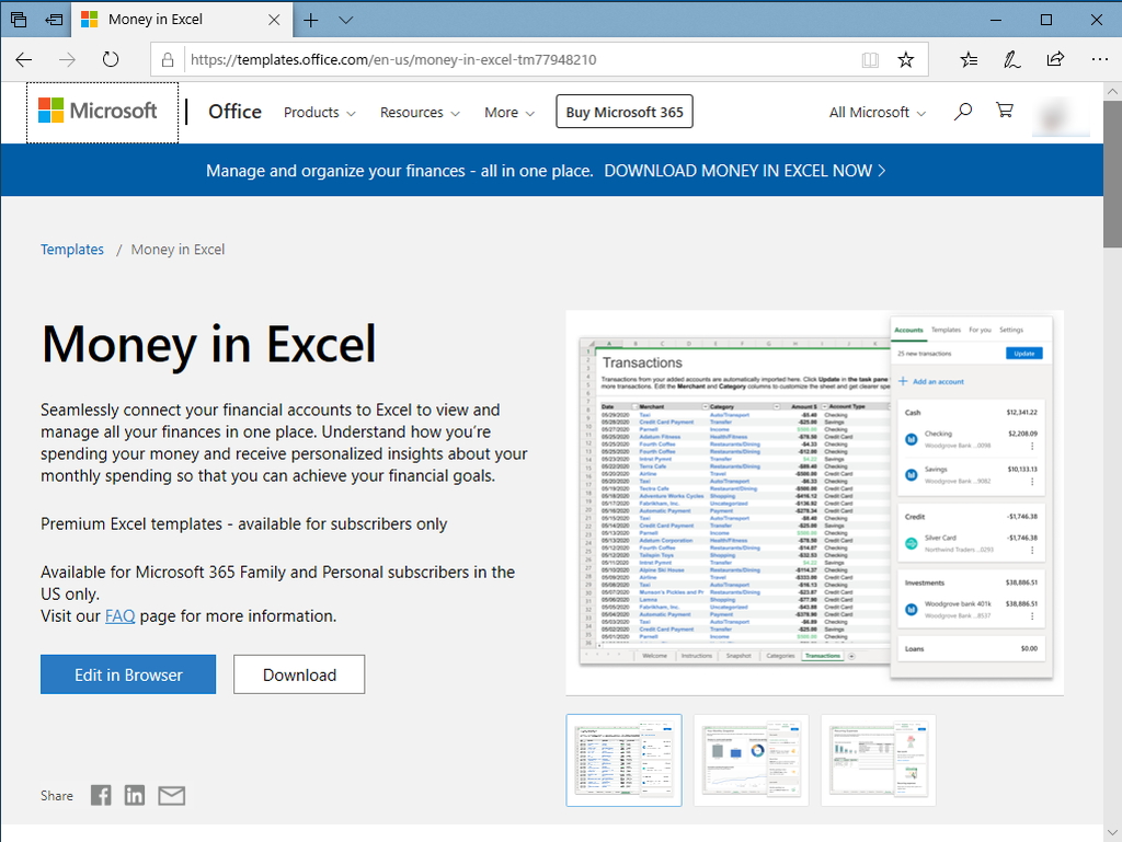 「Money in Excel」の提供がスタート