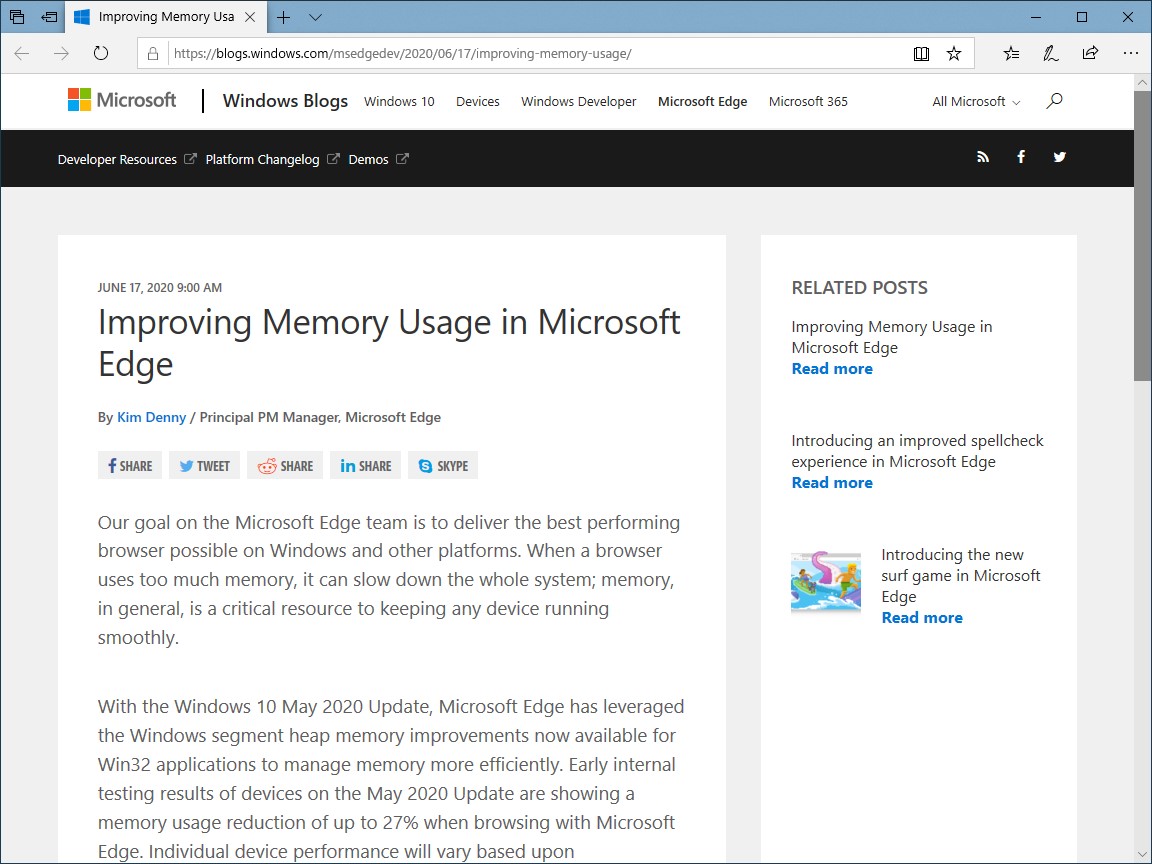 公式ブログ“Microsoft Edge Blog”