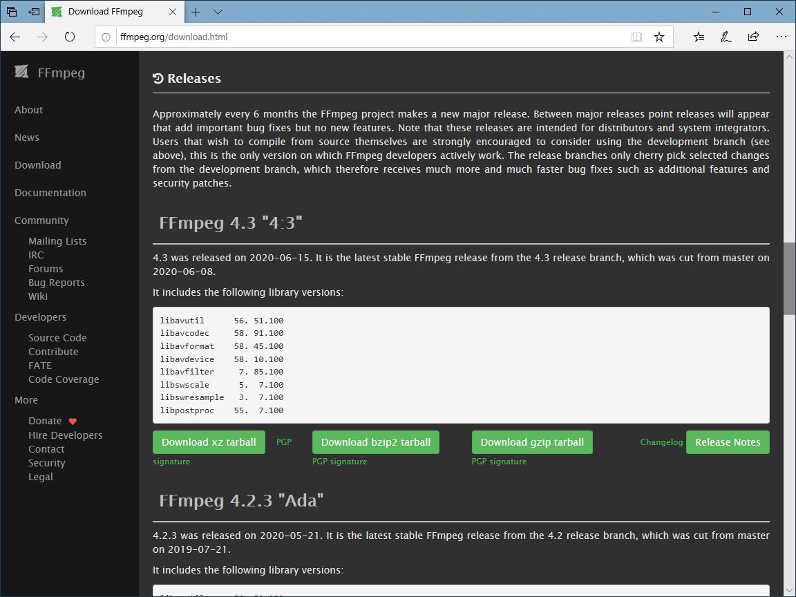 「FFmpeg 4.3」が公開
