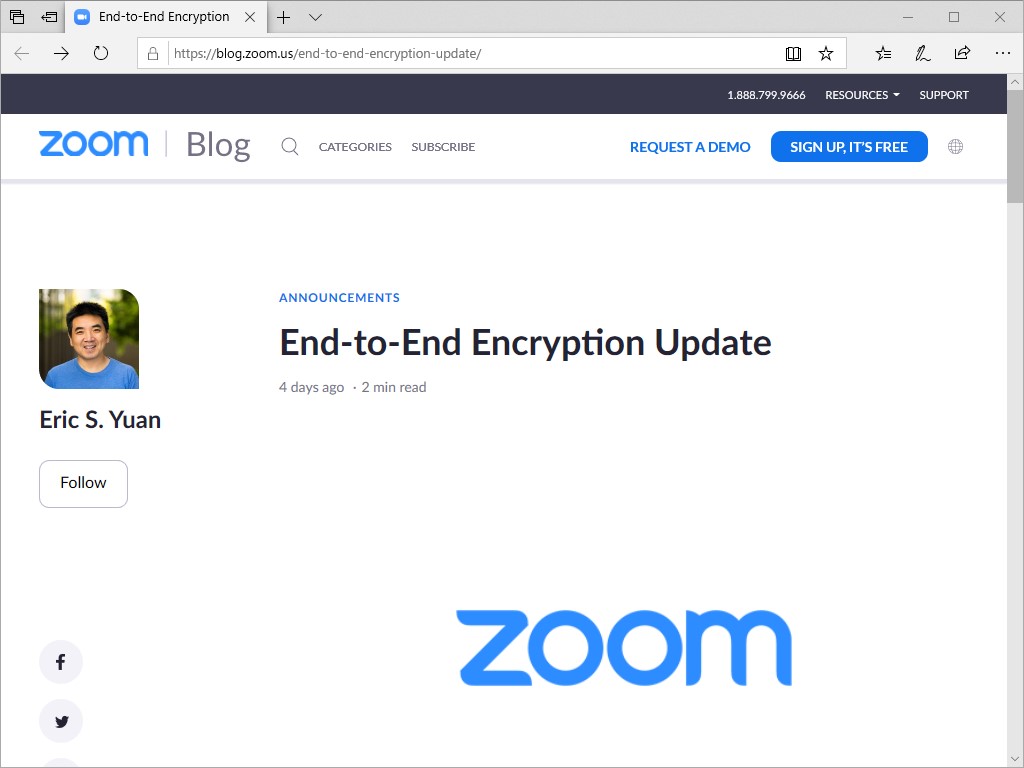「Zoom」のエンドツーエンド暗号化（E2EE）のアップデートを発表