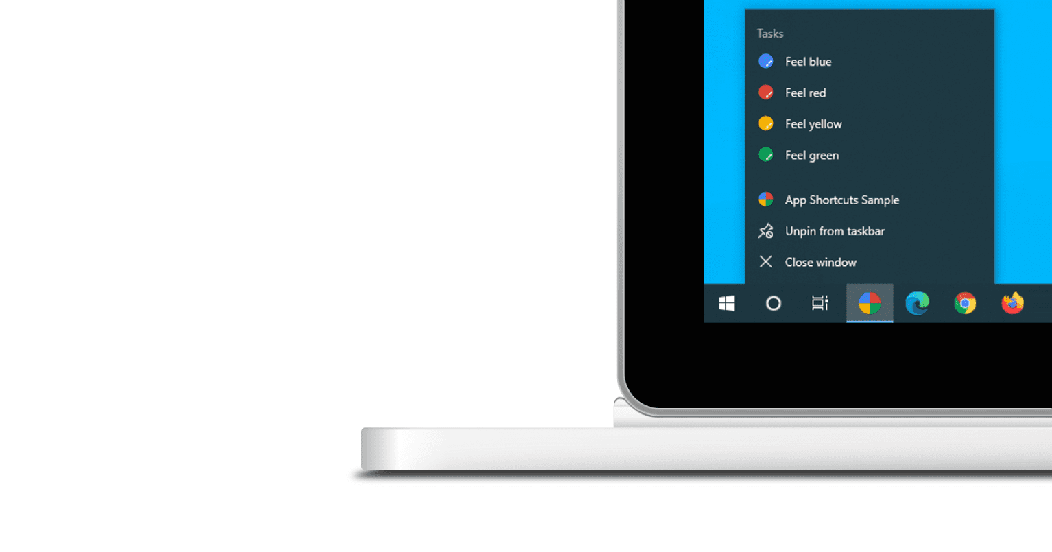 タスクバーのジャンプリストから［新規作成］や［○○を開く］といったアプリのタスクを実行