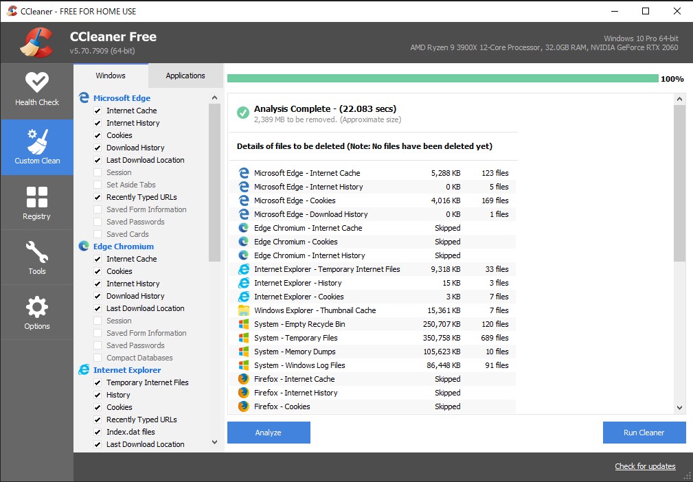 「CCleaner」v5.70.7909