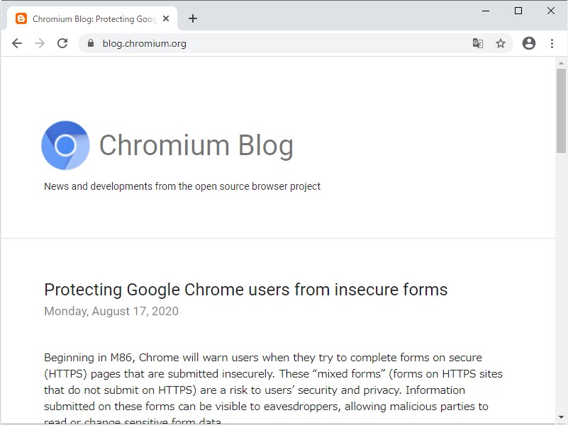 公式ブログ“Chromium Blog”