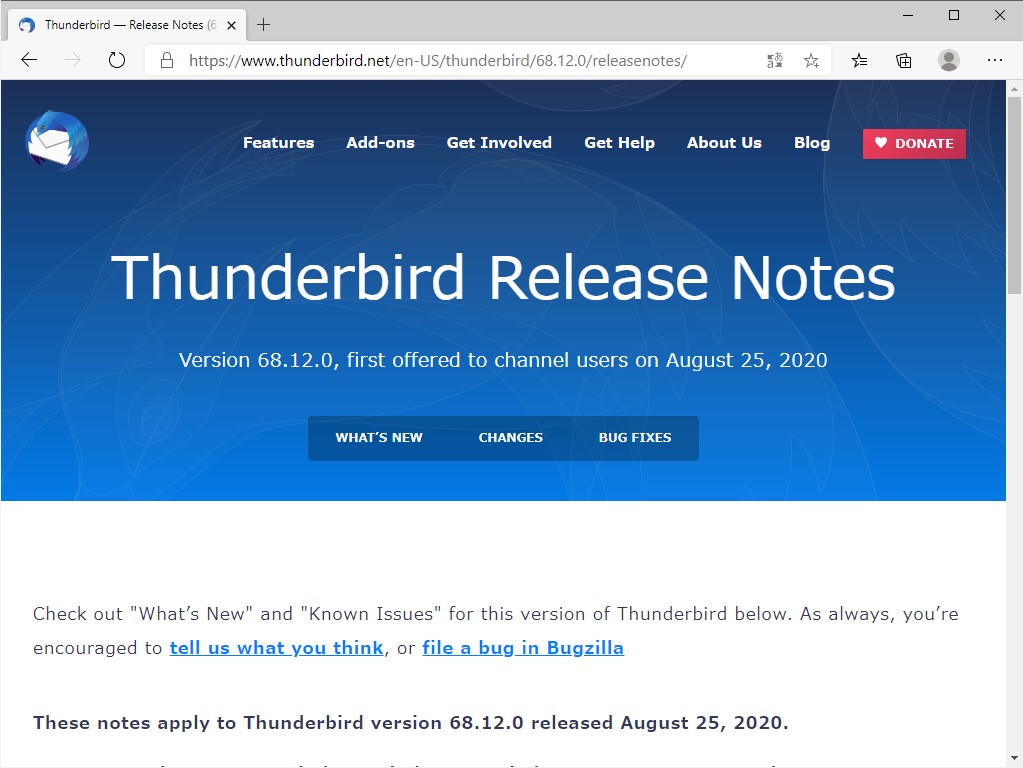 「Thunderbird」v68.12.0がリリース