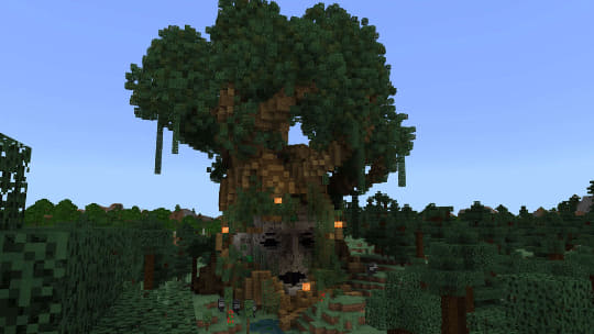 Minecraft に3体の巨大で奇妙な石像が鎮座するオープンワールドrpg風ワールドが登場 窓の杜