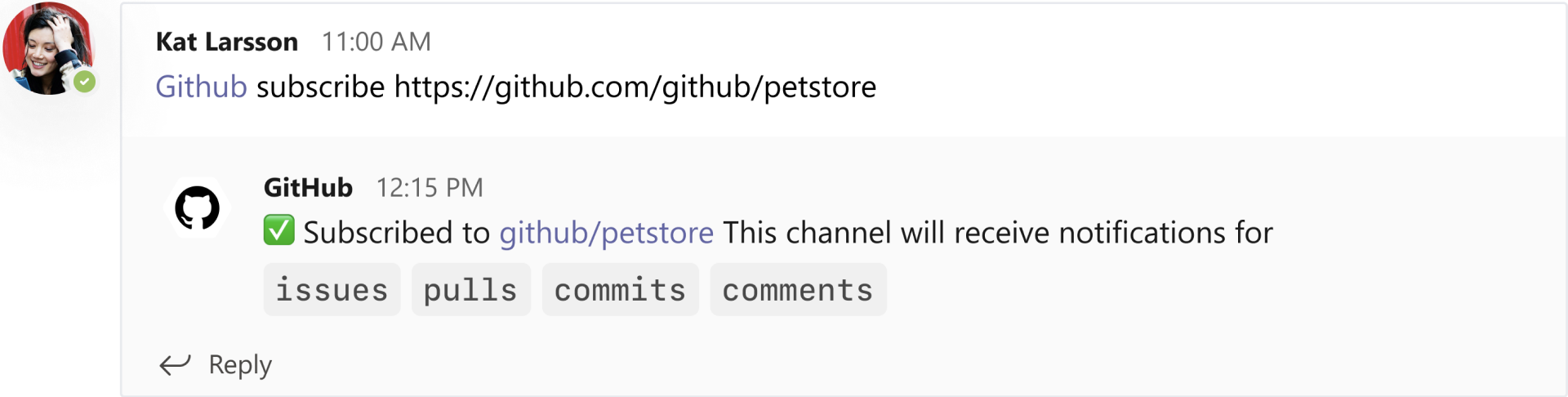 「Teams」チャンネルに「GitHub」リポジトリを紐づけ