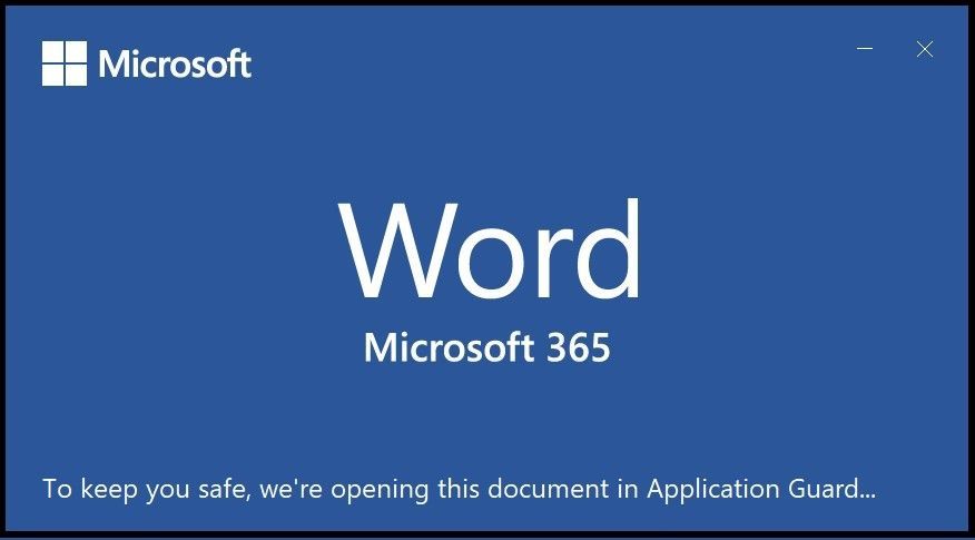 「Microsoft Defender Application Guard for Office」で保護された「Word」