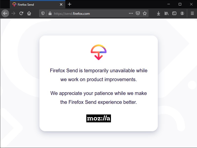 プライベートなファイルを安全かつ手軽にやり取りできるサービスとして有望視されていた「Firefox Send」
