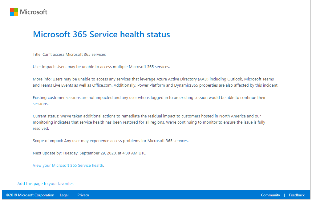 “status.office.com”