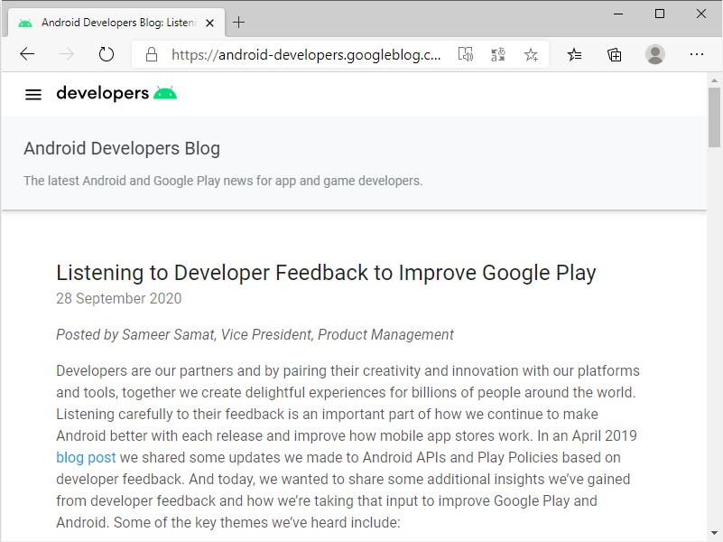 公式ブログ“Android Developers Blog”