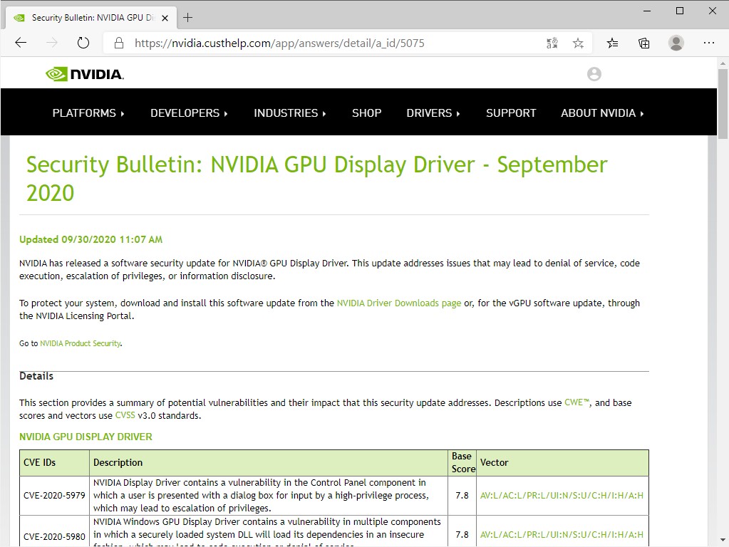 同社が公開したセキュリティ情報
