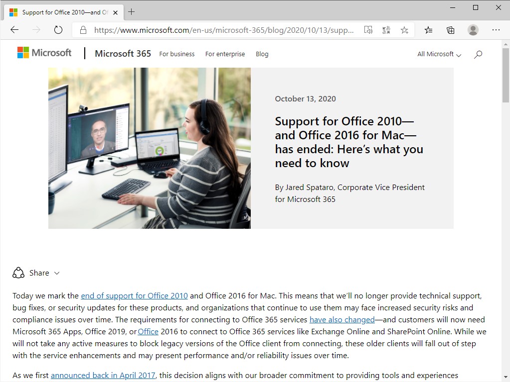 公式ブログ“Microsoft 365 Blog”