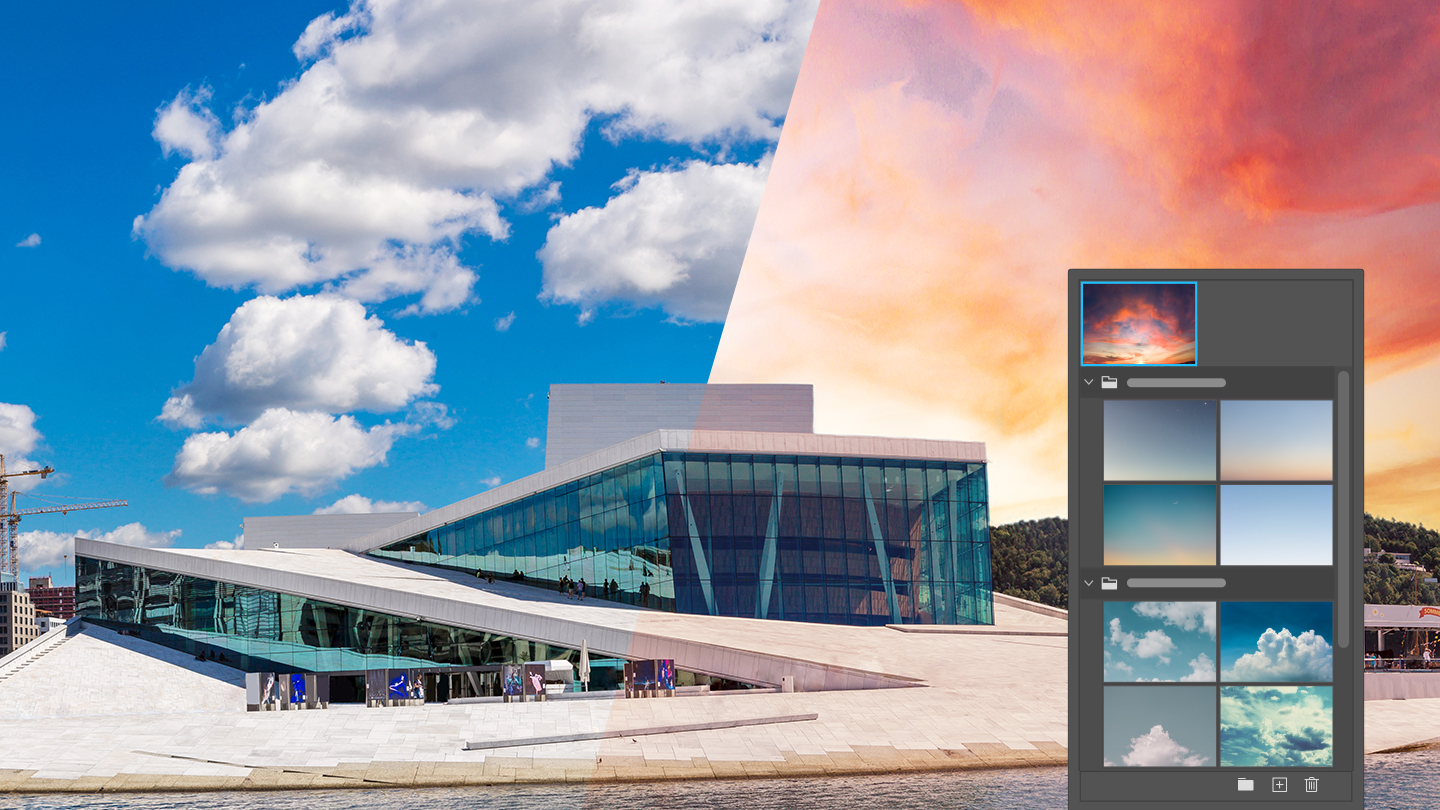 “空の置き換え”で曇り空を簡単に青空へ置き換え