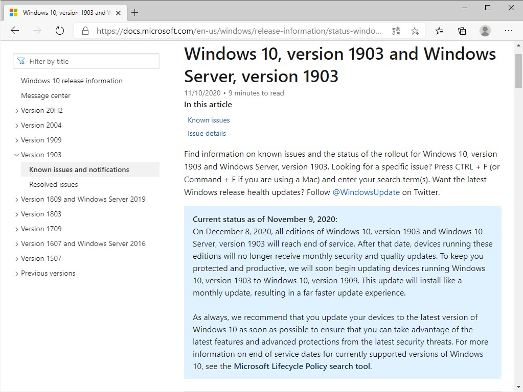 “Windows message center”でのアナウンス