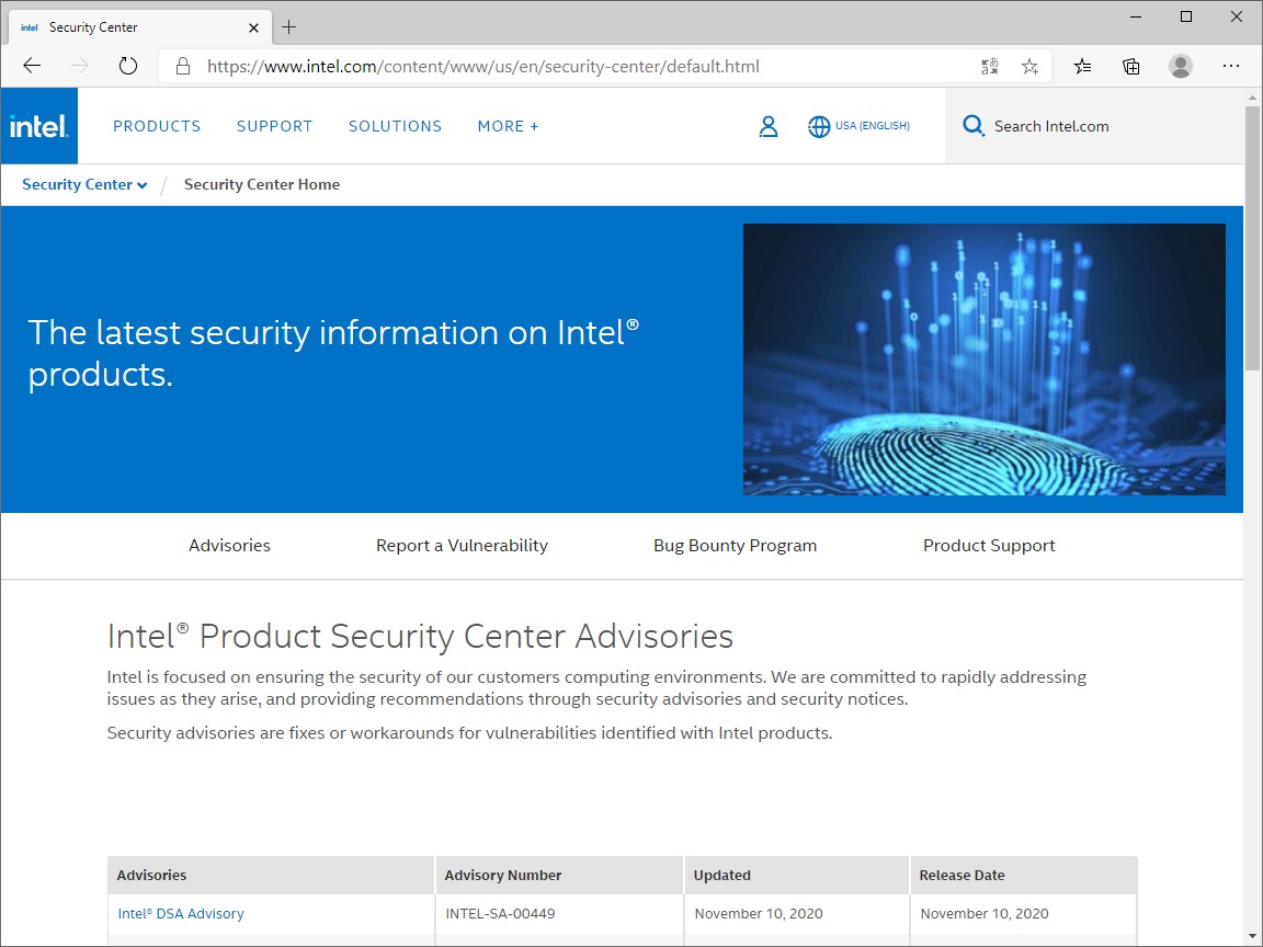 Intel、2020年11月のセキュリティアドバイザリを公開