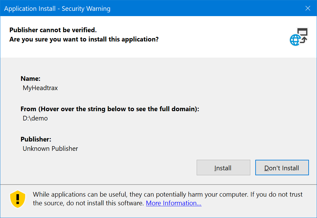 お馴染みの「ClickOnce」インストーラー
