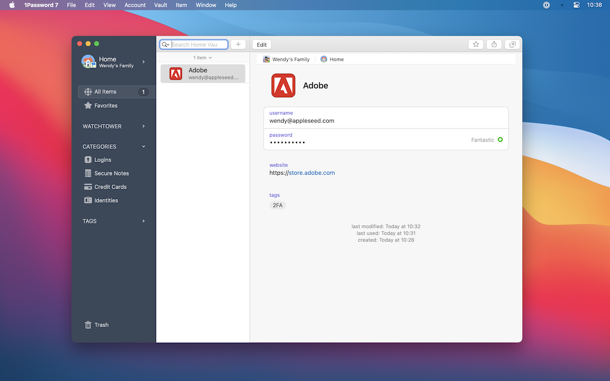 パスワードアイテムの詳細ウィンドウも新しく