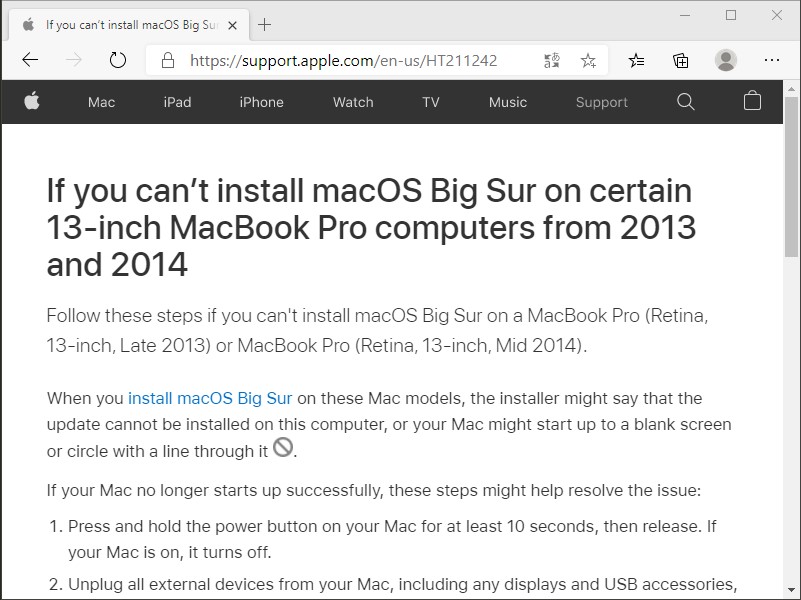 Apple、一部の古いMacbook Proに「Big Sur」をインストールできない問題の解決策をサポートサイトで公表