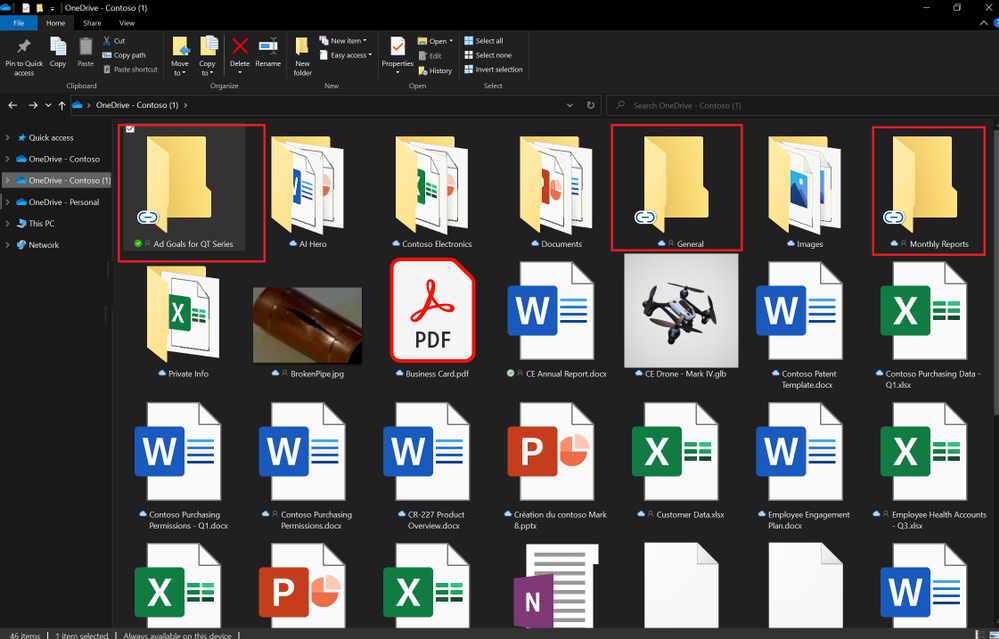 ローカルの「エクスプローラー」と同期された共有フォルダ―のショートカット