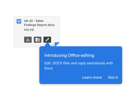 “Gmail”に添付された「Microsoft Office」ドキュメントをワンクリックで“Google ドキュメント”、“Google スプレッドシート”、“Google スライド”で開けるように