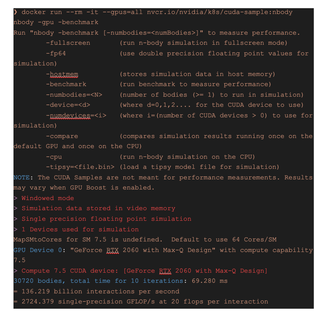 GPUサポートが機能していることを確認するコマンド（同社の公式ブログから引用）