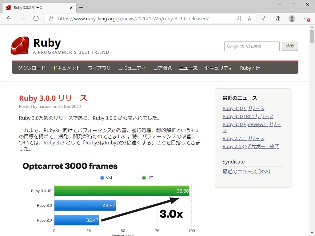 「Ruby 3.0.0」が正式リリース
