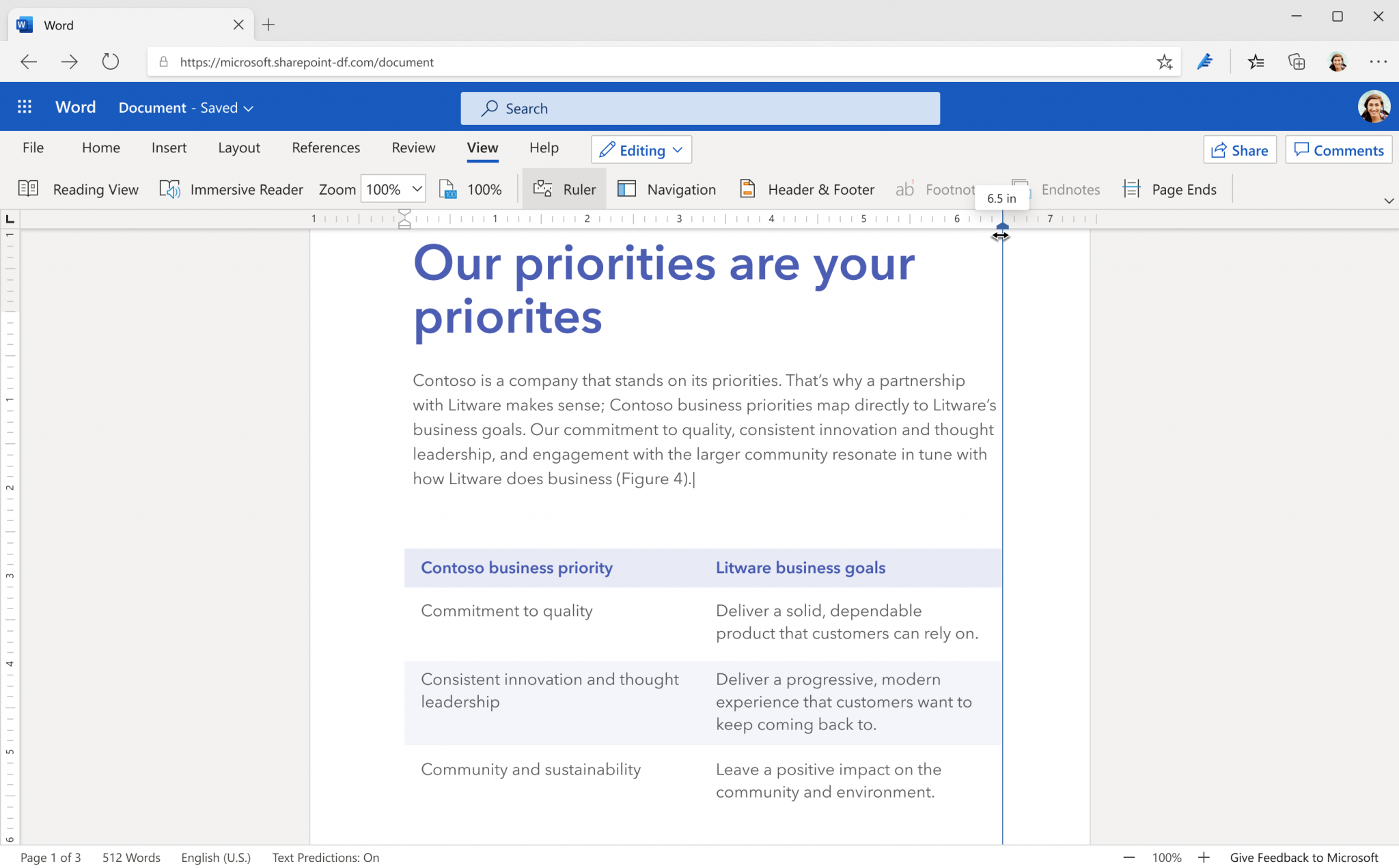 ルーラー機能がWeb版「Word」でも利用可能に