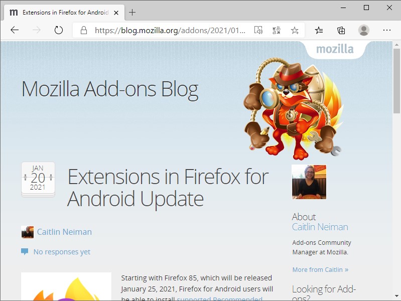 公式ブログ“Mozilla Add-ons Blog”