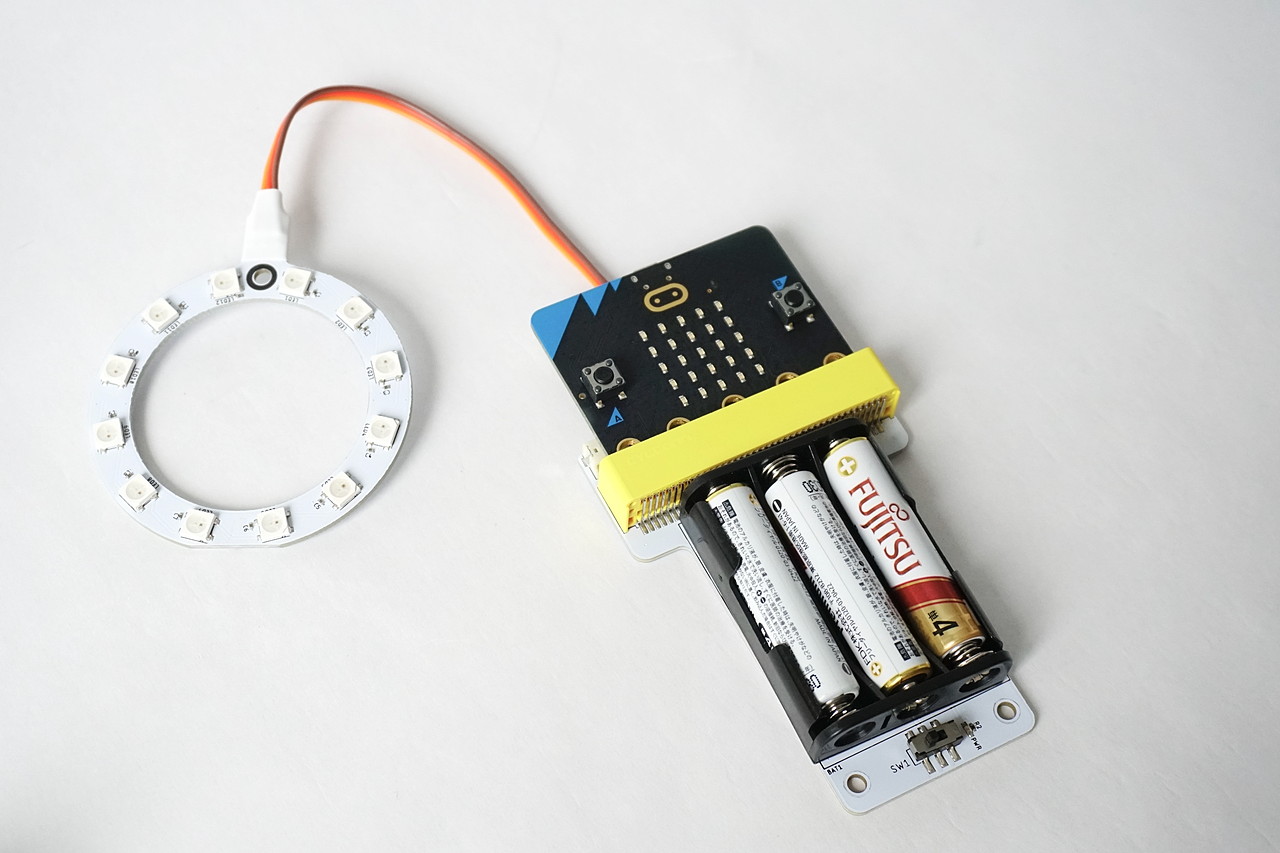 ワークショップモジュールにLEDボードとmicro:bitを接続
