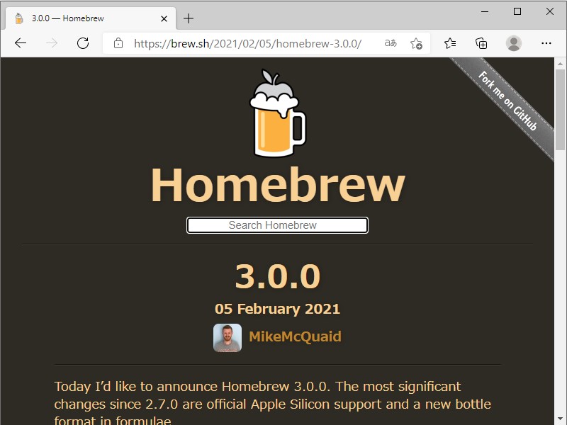 「Homebrew 3.0.0」が公開