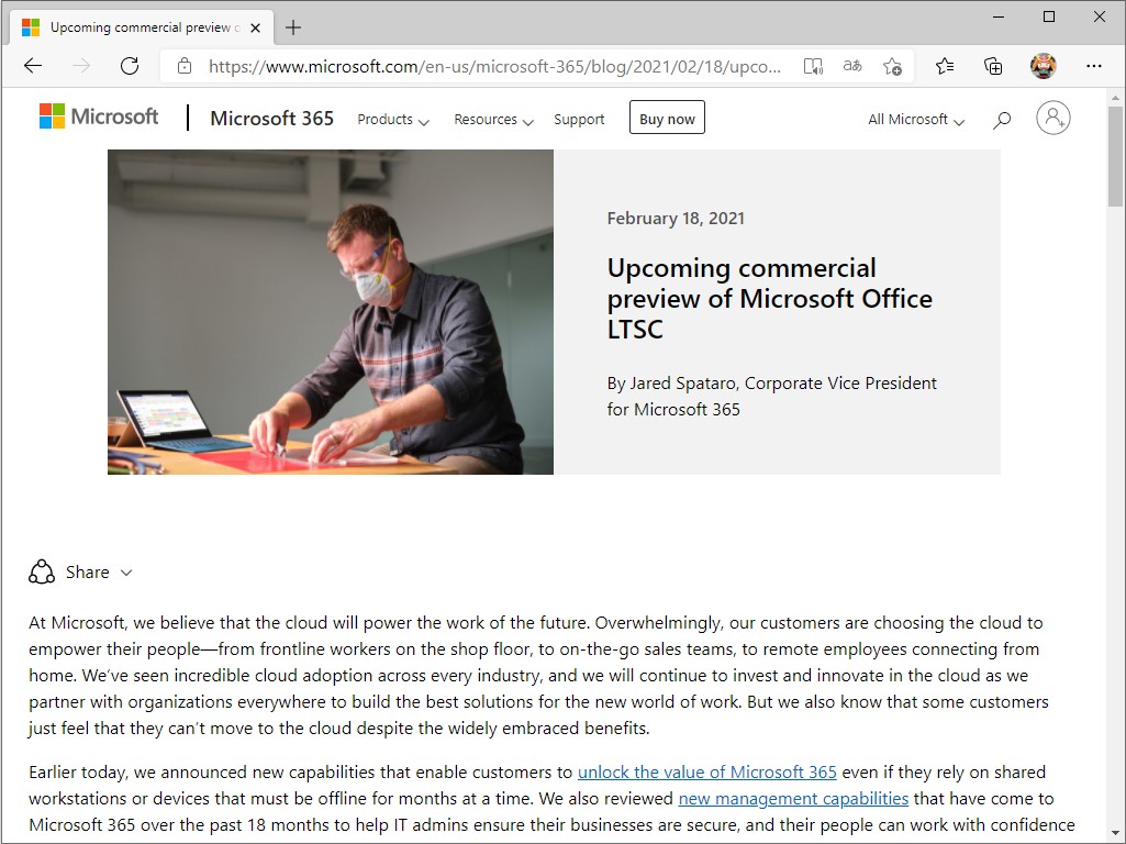 Microsoft、次期LTSC版「Office」と「Office 2021」を発表