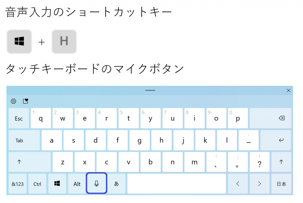 ［Windows］＋［H］キーで音声入力（ディクテーション）