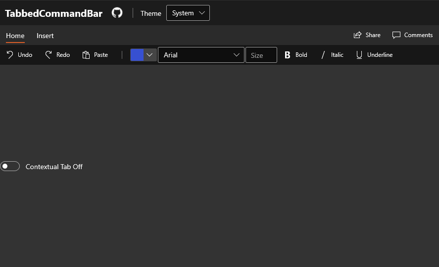 タブベースのコマンドバー