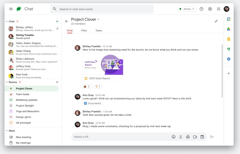 リニューアルされるWeb/PWA版「Google Chat」のUI