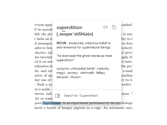 選択テキストの簡単な意味や発音を表示する辞書カード