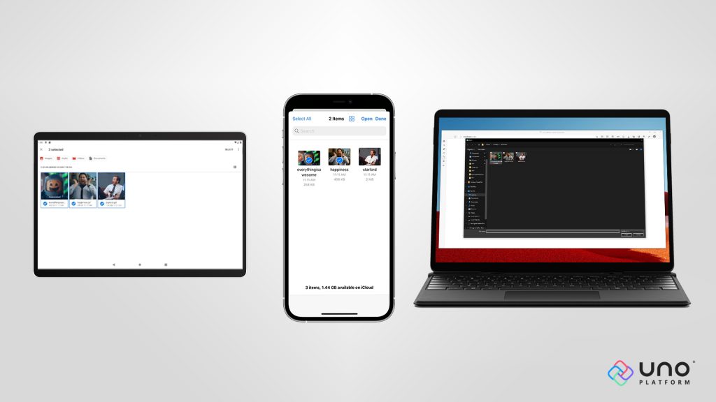 ファイル選択コントロール。プラットフォームごとにネイティブなものがつかわれる